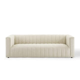 Clifden Channel Tufted Upholstered Fabric Sofa in Beige