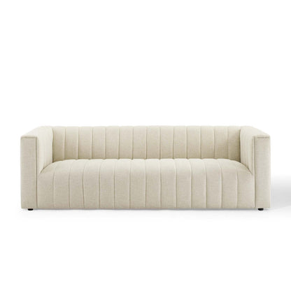 Reflection Channel Tufted Upholstered Fabric Sofa by Furniture for America