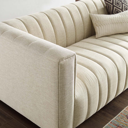 Reflection Channel Tufted Upholstered Fabric Sofa by Furniture for America