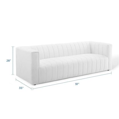 Reflection Channel Tufted Upholstered Fabric Sofa by Furniture for America