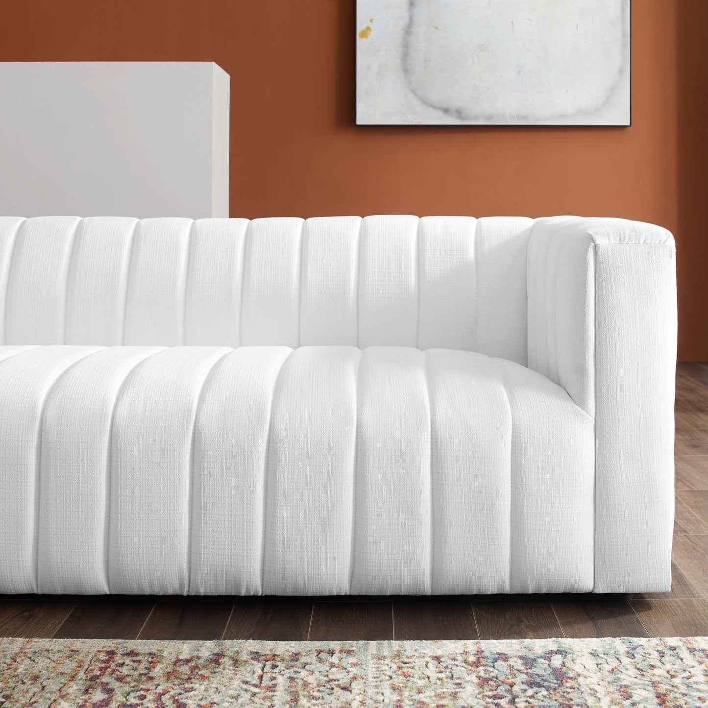 Reflection Channel Tufted Upholstered Fabric Sofa by Furniture for America