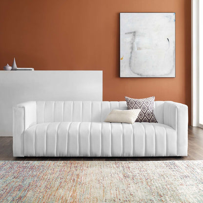 Reflection Channel Tufted Upholstered Fabric Sofa by Furniture for America