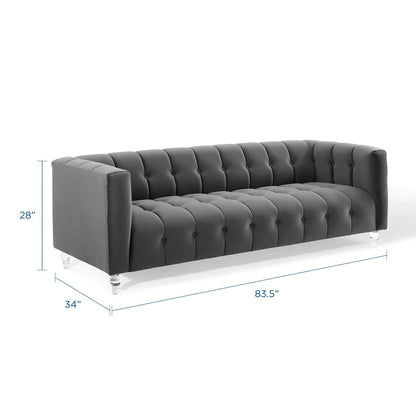 Mesmer Channel Tufted Button Performance Velvet Sofa by Furniture for America
