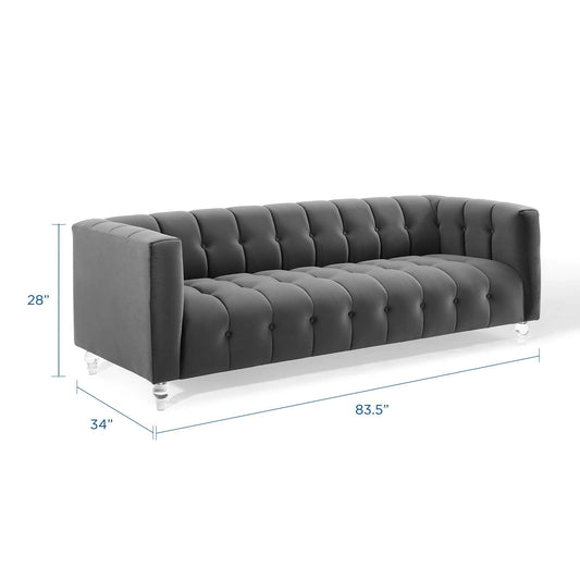 Mesmer Channel Tufted Button Performance Velvet Sofa by Furniture for America