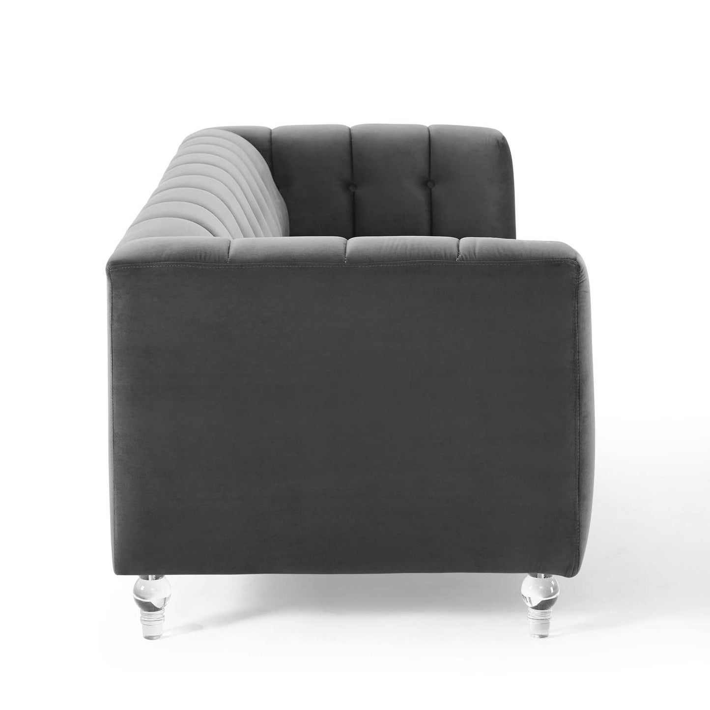 Mesmer Channel Tufted Button Performance Velvet Sofa by Furniture for America