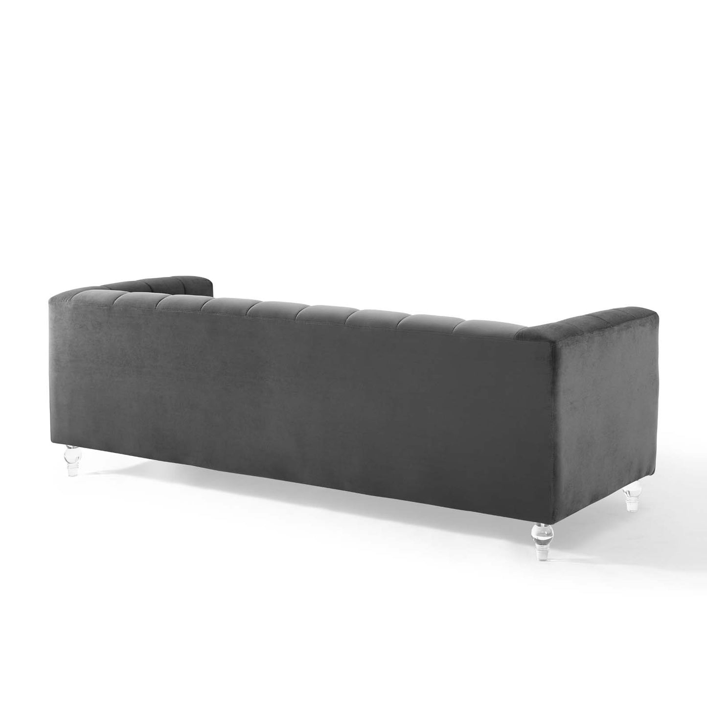 Mesmer Channel Tufted Button Performance Velvet Sofa by Furniture for America