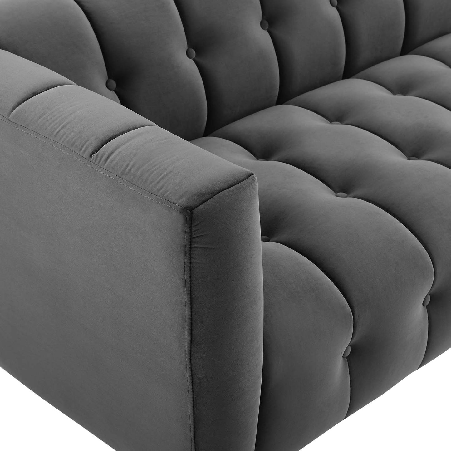 Mesmer Channel Tufted Button Performance Velvet Sofa by Furniture for America