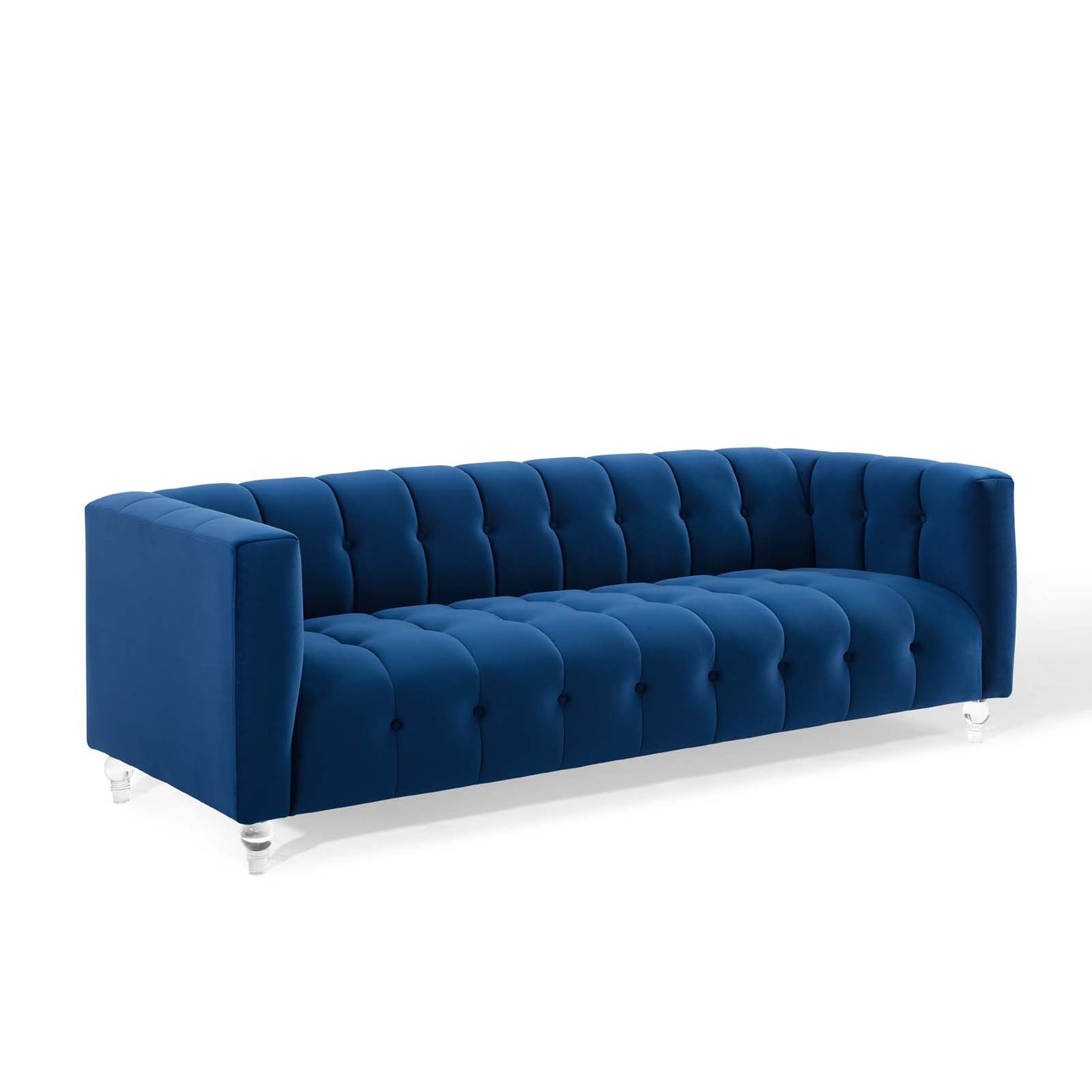 Mesmer Channel Tufted Button Performance Velvet Sofa by Furniture for America