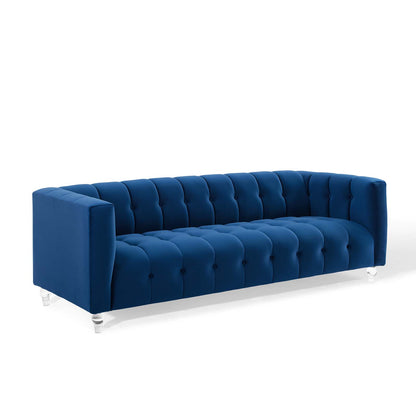 Mesmer Channel Tufted Button Performance Velvet Sofa by Furniture for America