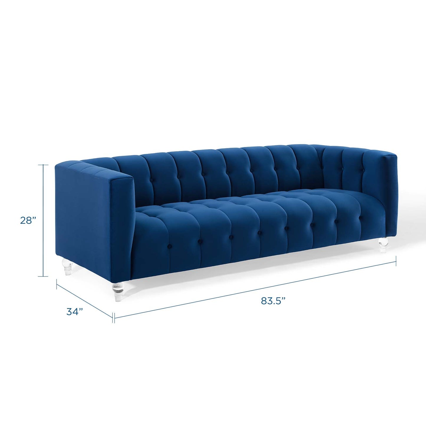 Mesmer Channel Tufted Button Performance Velvet Sofa by Furniture for America