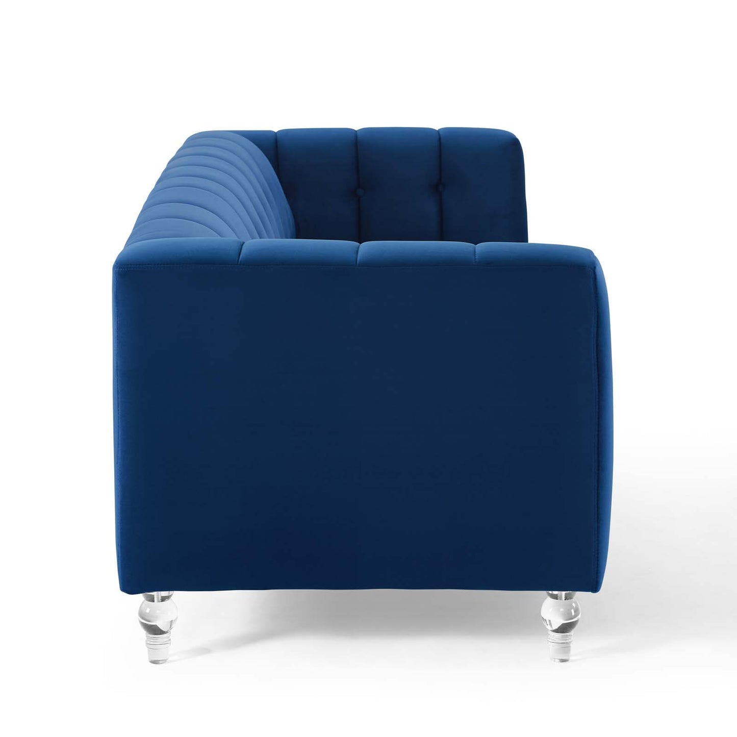 Mesmer Channel Tufted Button Performance Velvet Sofa by Furniture for America