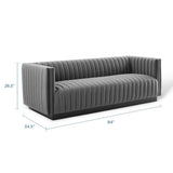 Olive Channel Tufted Velvet Sofa in Gray