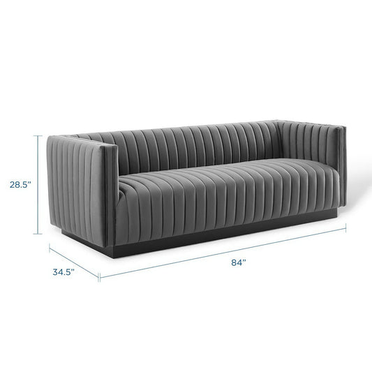Conjure Channel Tufted Velvet Sofa by Furniture for America
