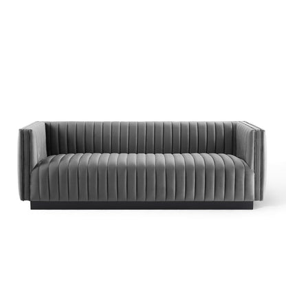 Conjure Channel Tufted Velvet Sofa by Furniture for America