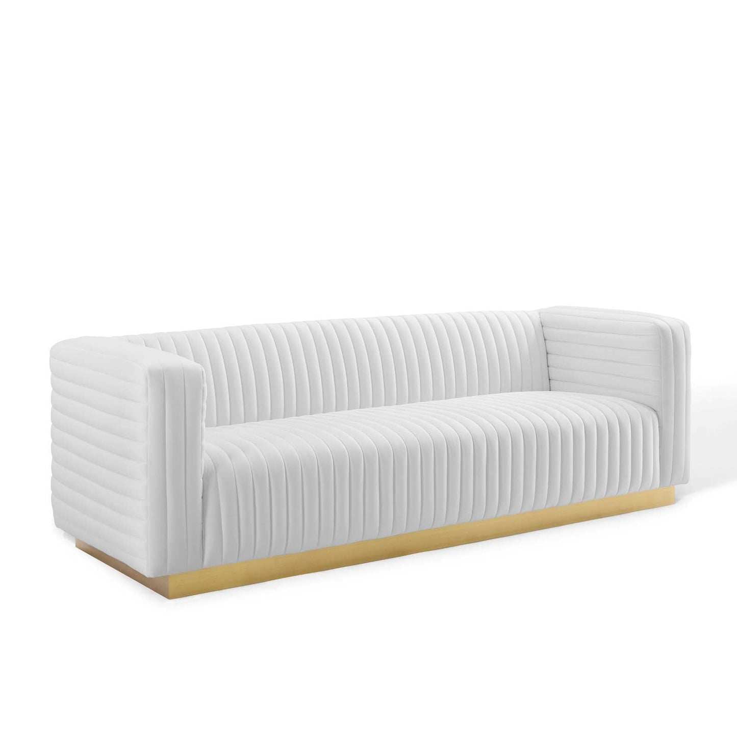 Charisma Channel Tufted Performance Velvet Living Room Sofa by Furniture for America