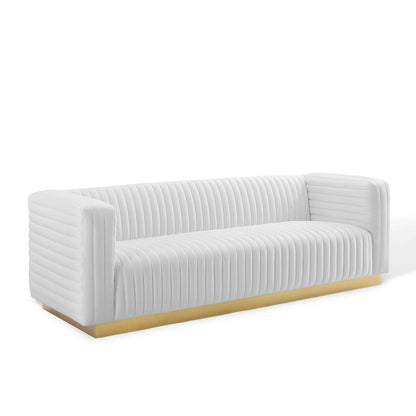 Charisma Channel Tufted Performance Velvet Living Room Sofa by Furniture for America