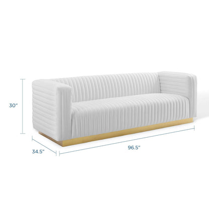 Charisma Channel Tufted Performance Velvet Living Room Sofa by Furniture for America