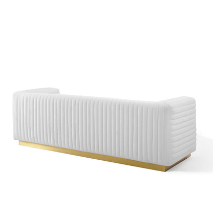 Charisma Channel Tufted Performance Velvet Living Room Sofa by Furniture for America