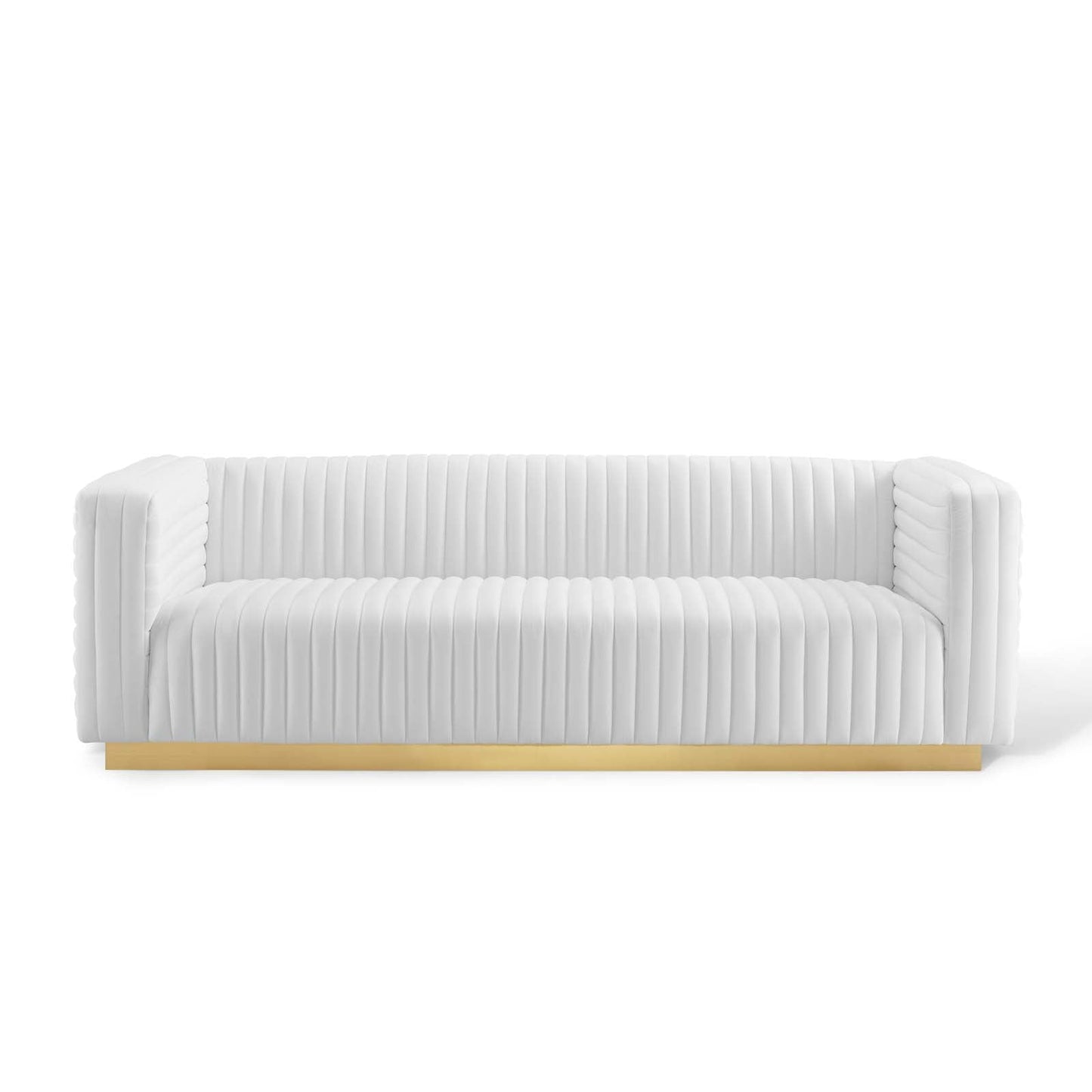 Charisma Channel Tufted Performance Velvet Living Room Sofa by Furniture for America