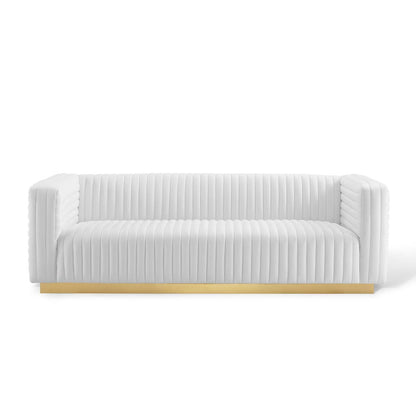 Charisma Channel Tufted Performance Velvet Living Room Sofa by Furniture for America