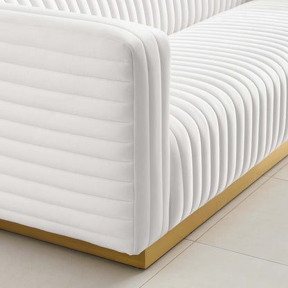 Charisma Channel Tufted Performance Velvet Living Room Sofa by Furniture for America