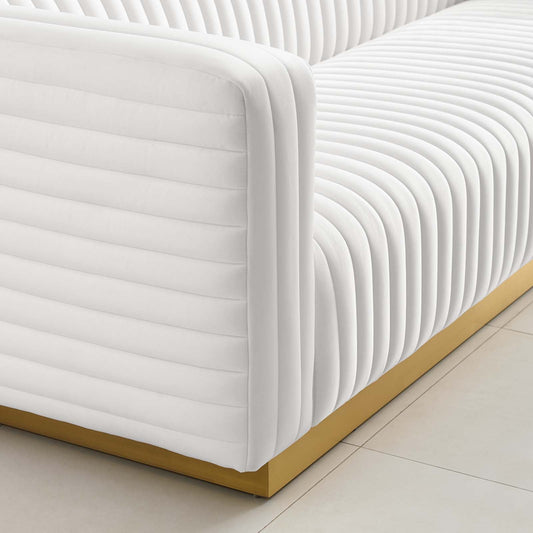 Charisma Channel Tufted Performance Velvet Living Room Sofa by Furniture for America