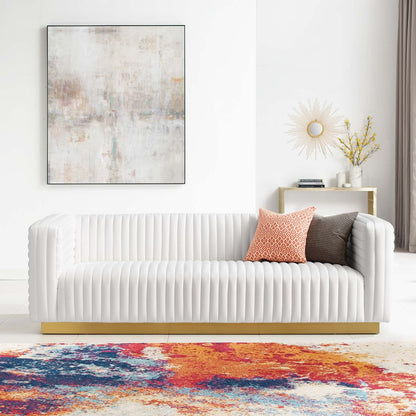 Charisma Channel Tufted Performance Velvet Living Room Sofa by Furniture for America