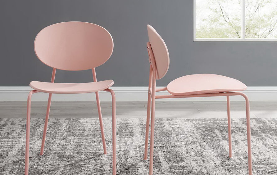 Roros Dining Side Chair Set of 2 in Pink