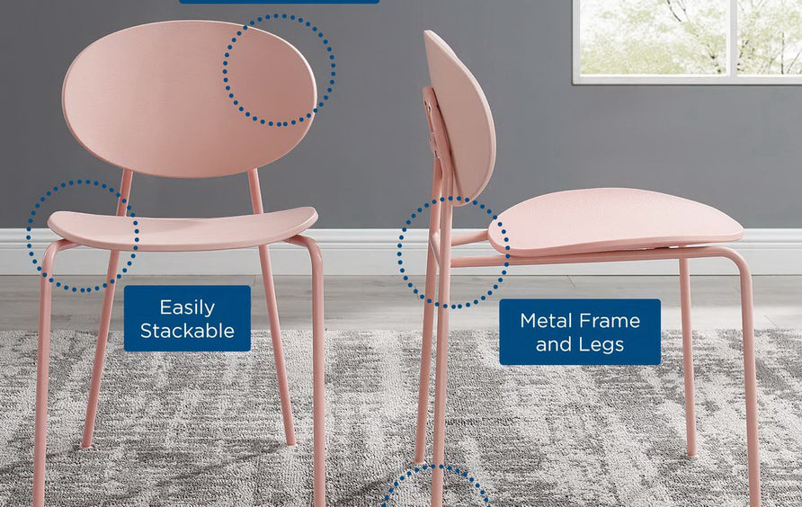 Roros Dining Side Chair Set of 2 in Pink