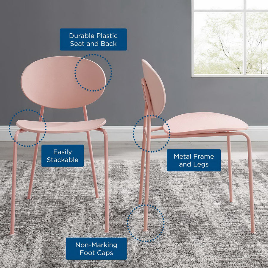 Roros Dining Side Chair Set of 2 in Pink