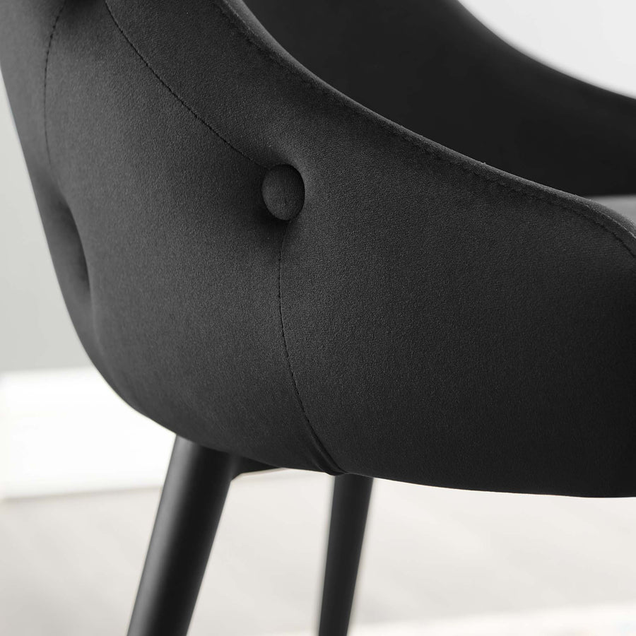 Sirocco Tufted Performance Velvet Dining Side Chair in Black