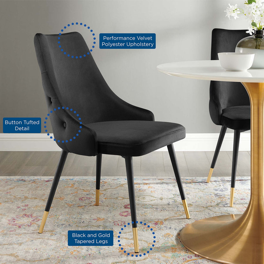 Sirocco Tufted Performance Velvet Dining Side Chair in Black