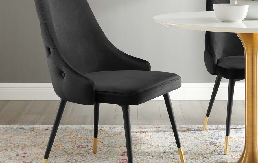 Sirocco Tufted Performance Velvet Dining Side Chair in Black