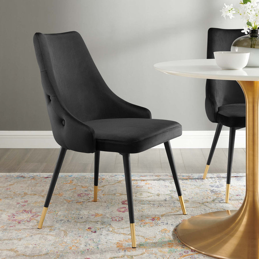 Sirocco Tufted Performance Velvet Dining Side Chair in Black