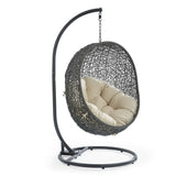 Cornice Outdoor Patio Sunbrella® Swing Chair With Stand in Gray Beige