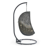 Cornice Outdoor Patio Sunbrella® Swing Chair With Stand in Gray Beige