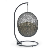 Cornice Outdoor Patio Sunbrella® Swing Chair With Stand in Gray Beige