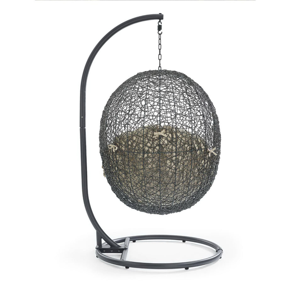 Cornice Outdoor Patio Sunbrella® Swing Chair With Stand in Gray Beige