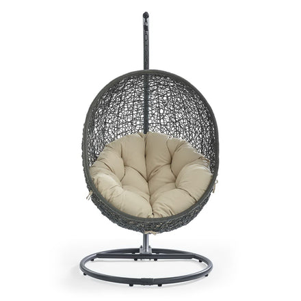 Hide Outdoor Patio Sunbrella® Swing Chair With Stand in Gray Beige