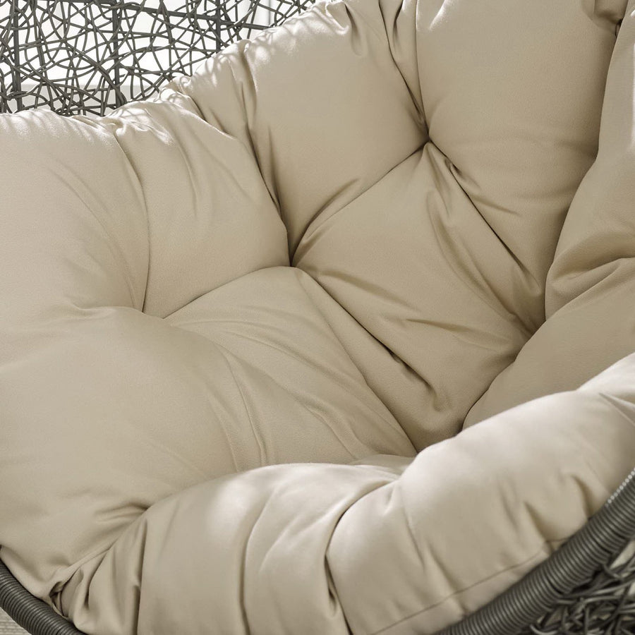 Cornice Outdoor Patio Sunbrella® Swing Chair With Stand in Gray Beige