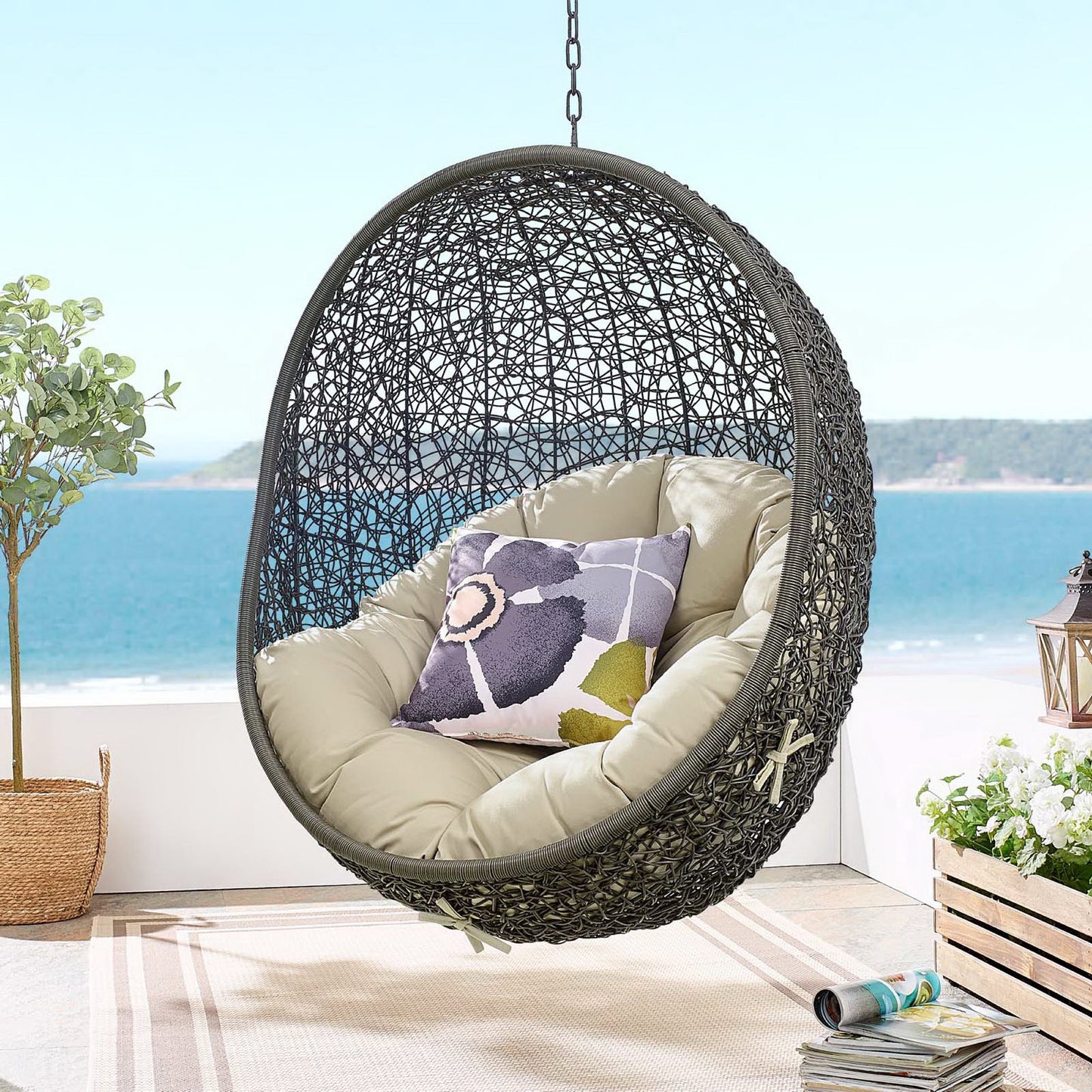 Hide Outdoor Patio SunbrellaÂ® Swing Chair With Stand by Furniture for America