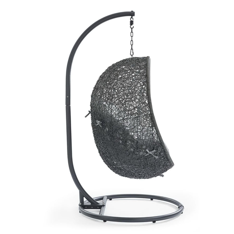 Cornice Outdoor Patio Sunbrella® Swing Chair With Stand in Gray Gray