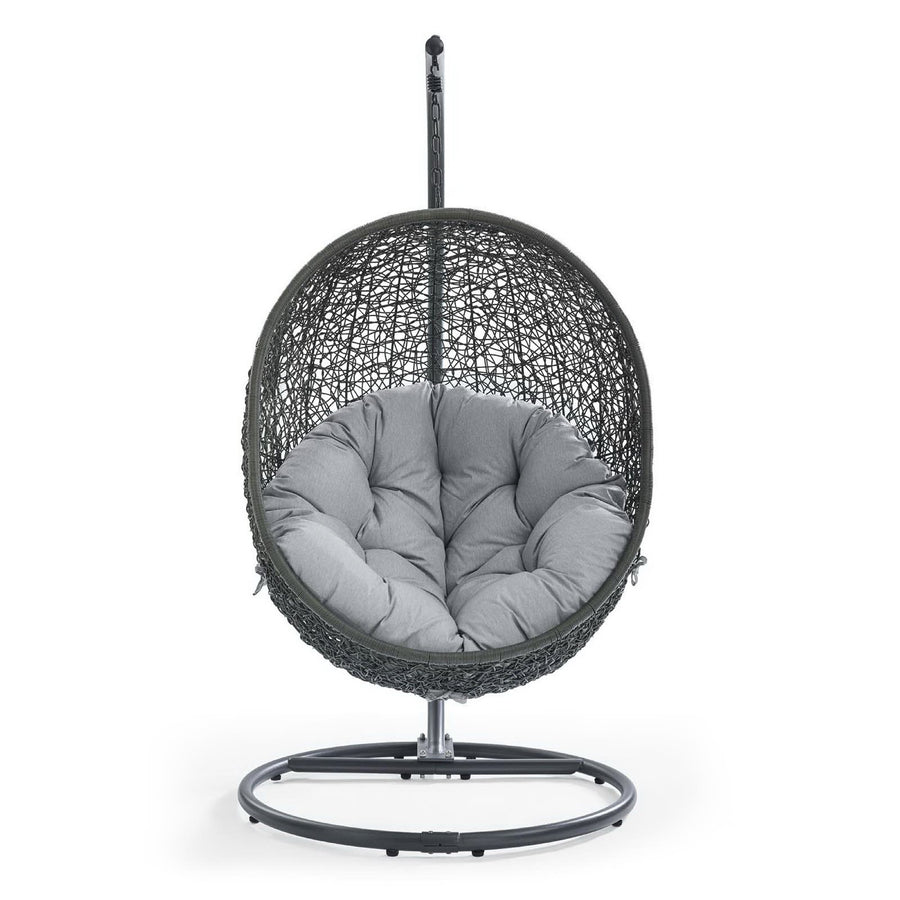 Cornice Outdoor Patio Sunbrella® Swing Chair With Stand in Gray Gray
