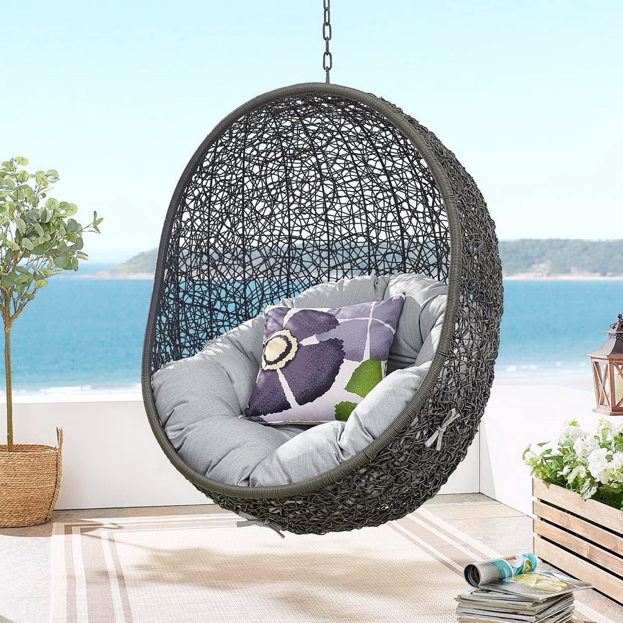 Cornice Outdoor Patio Sunbrella® Swing Chair With Stand in Gray Gray