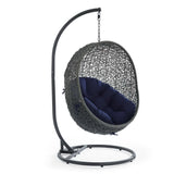Cornice Outdoor Patio Sunbrella® Swing Chair With Stand in Gray Navy