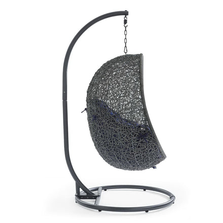 Hide Outdoor Patio Sunbrella® Swing Chair With Stand in Gray Navy