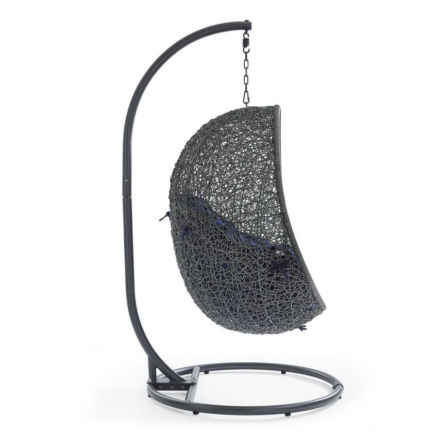 Cornice Outdoor Patio Sunbrella® Swing Chair With Stand in Gray Navy
