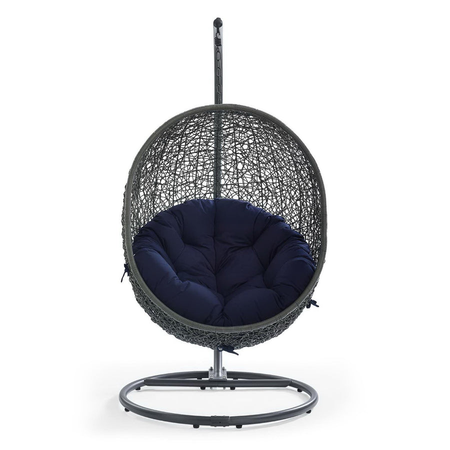Cornice Outdoor Patio Sunbrella® Swing Chair With Stand in Gray Navy