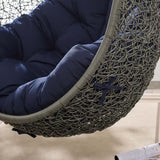 Cornice Outdoor Patio Sunbrella® Swing Chair With Stand in Gray Navy