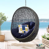 Cornice Outdoor Patio Sunbrella® Swing Chair With Stand in Gray Navy
